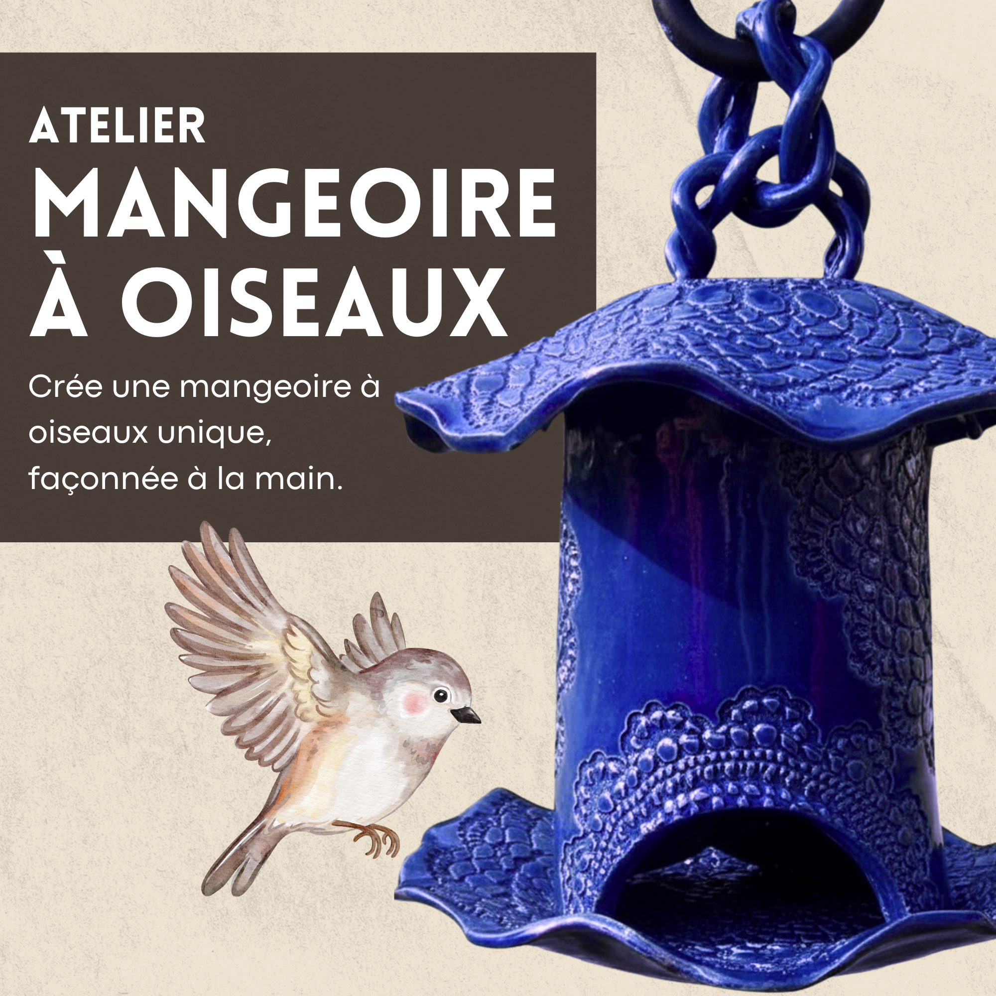 Mangeoire à oiseaux en céramique