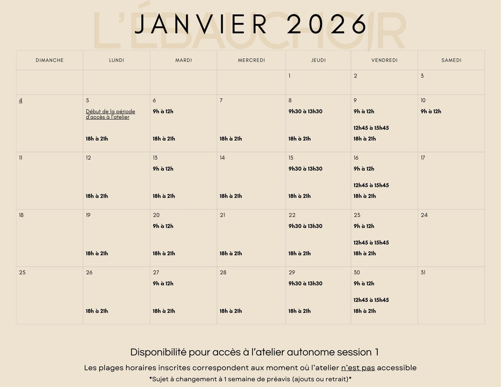 horaire  d'accessibilité Janvier 2026
